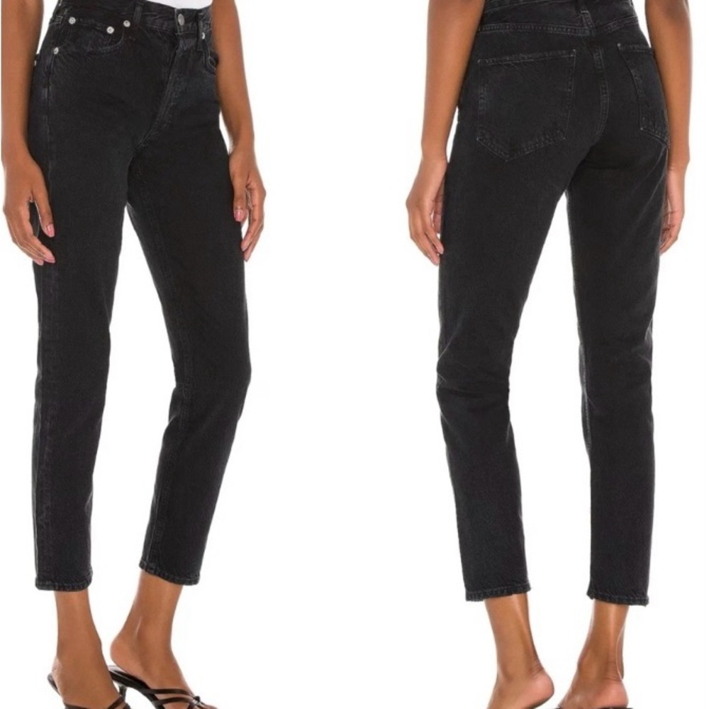 Agolde Jamie High Rise Classic Jeans In Rematch Washed Black Women's Size 27